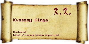 Kvassay Kinga névjegykártya